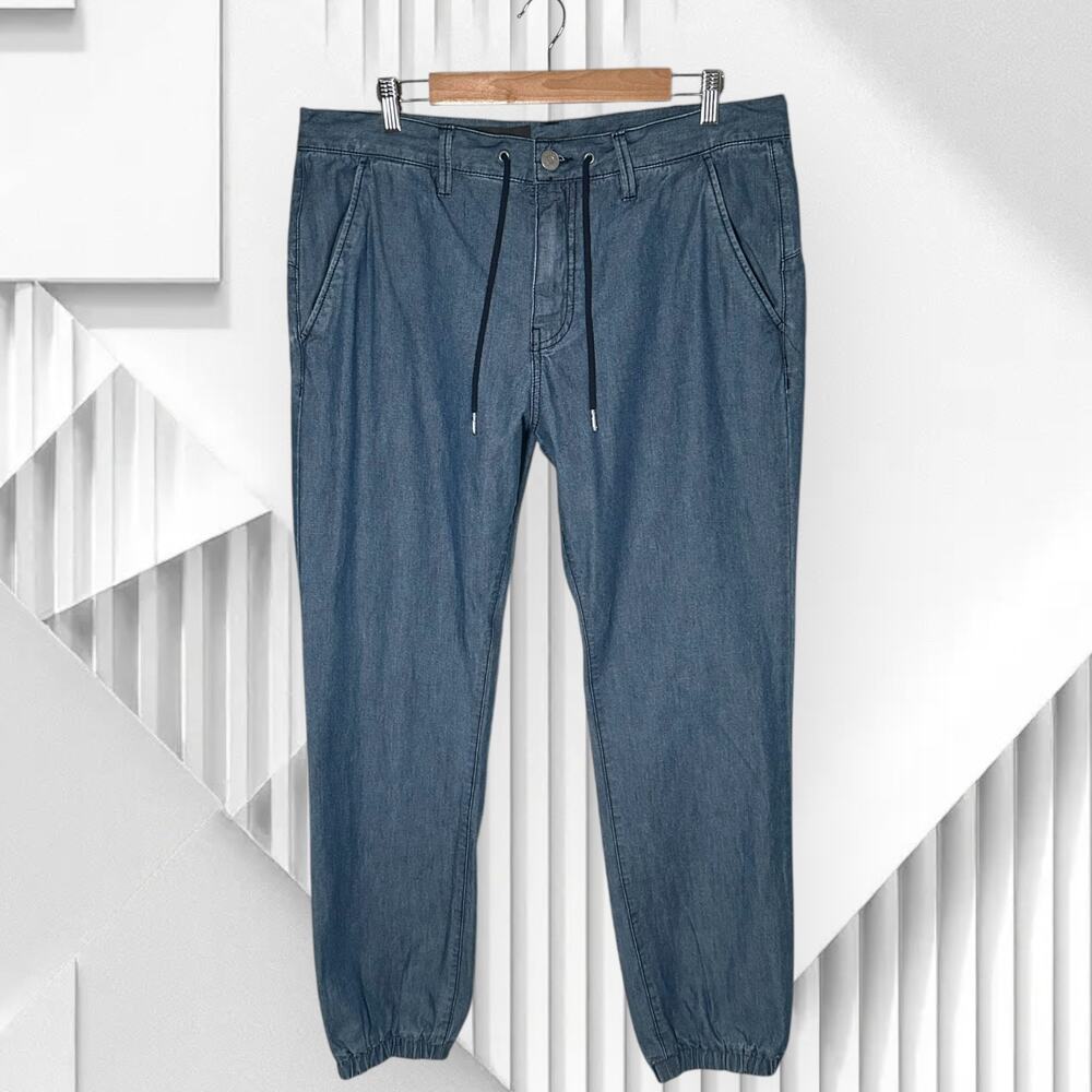 ARMANI EXCHANGE Drawstring Chambray Denim Joggers Jeans Stretch Slim Straight 36